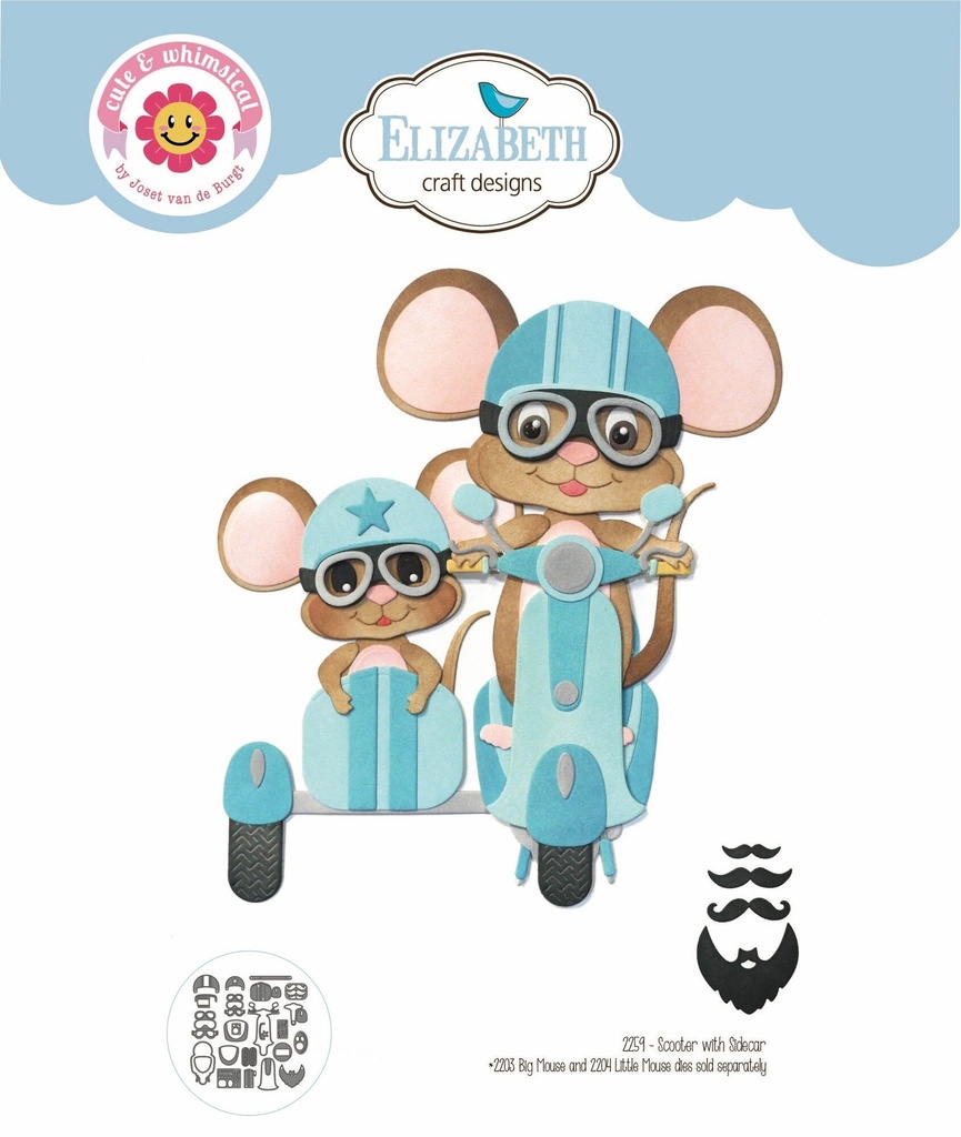 [181181] Elizabeth Craft Designs Cutting Dies - 2259 Scooter with Sidecar