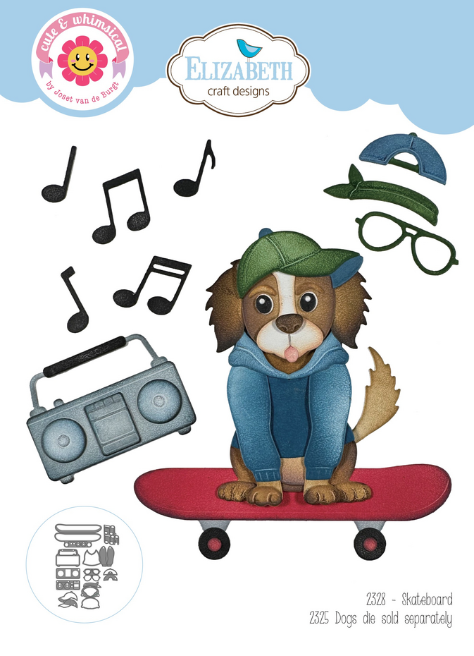 Elizabeth Craft Designs Cutting Dies - 2328 Skateboard