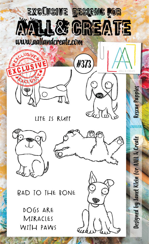 AALL & Create Clear Stamps A6 By Janet Klein - #373 Rescue Puppies