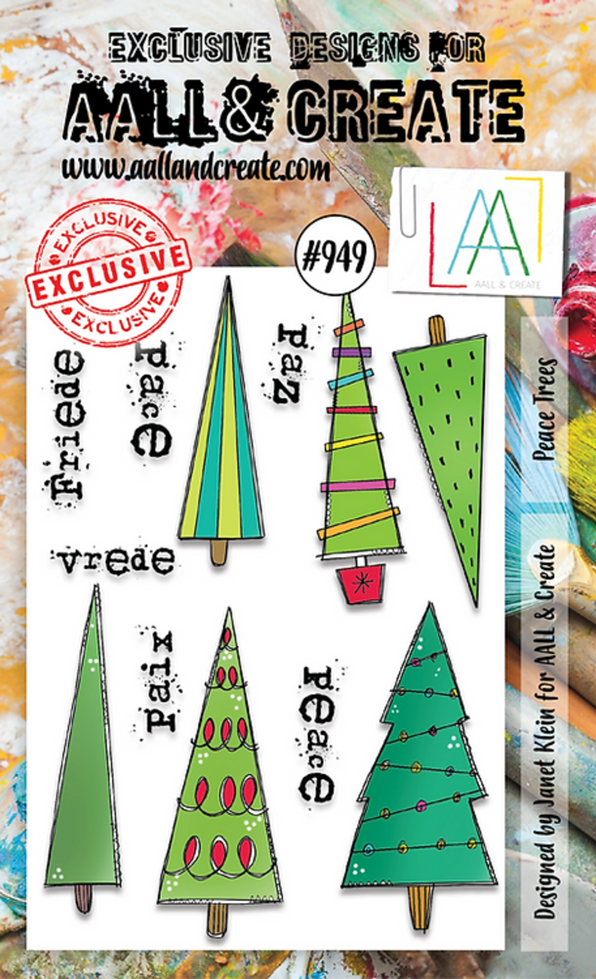 [181291] AALL & Create Clear Stamps A6 By Janet Klein - #949 Peace Trees