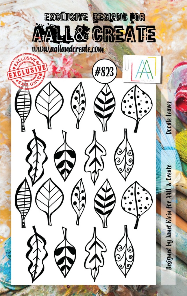 [181297] AALL & Create Clear Stamps A7 By Janet Klein - #823 Doodle Leaves