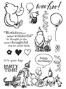 Simple Stories Clear Stamps - Say Cheese Classic Pooh Birthday Stamps Make A Wish!
