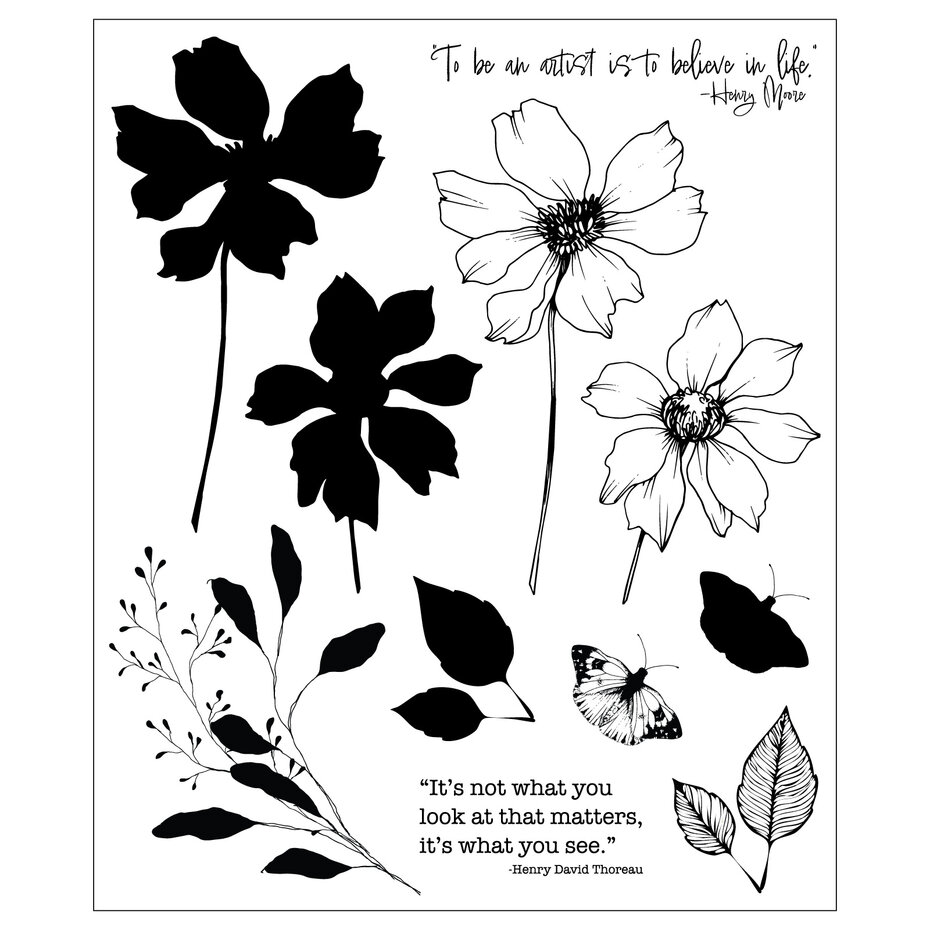 Sizzix Studio Clear Stamps By Willow Wolfe 11/Pkg - 667095 Wild Blooms