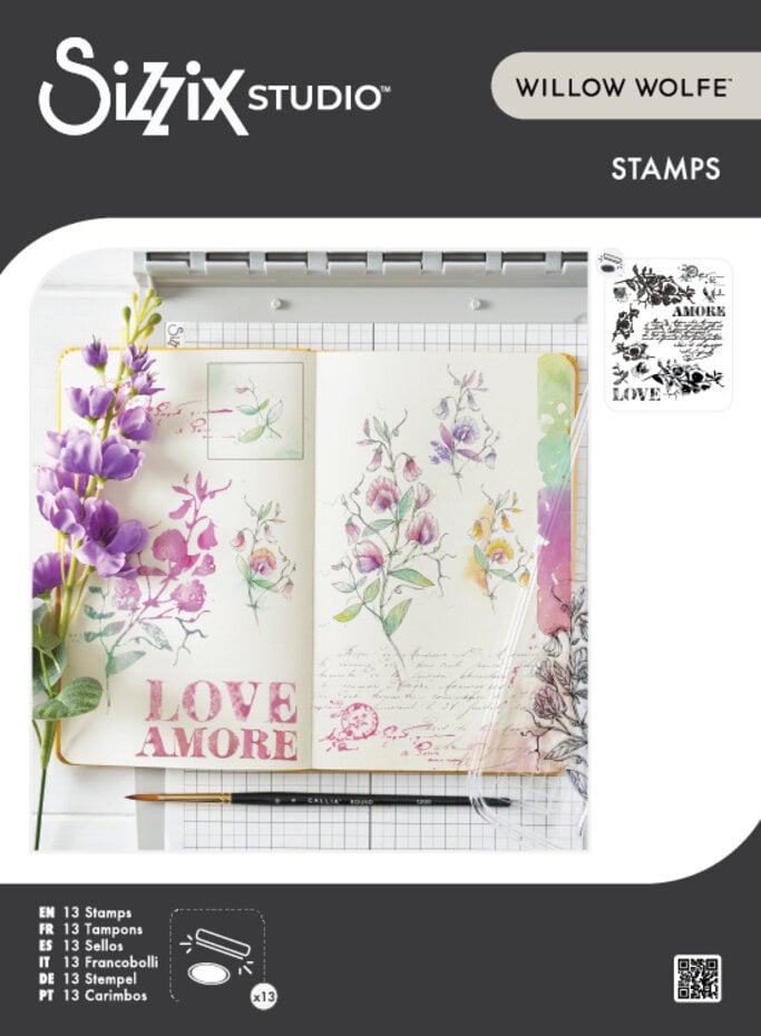 Sizzix Studio Clear Stamps By Willow Wolfe 13/Pkg - 667094  Love Letters