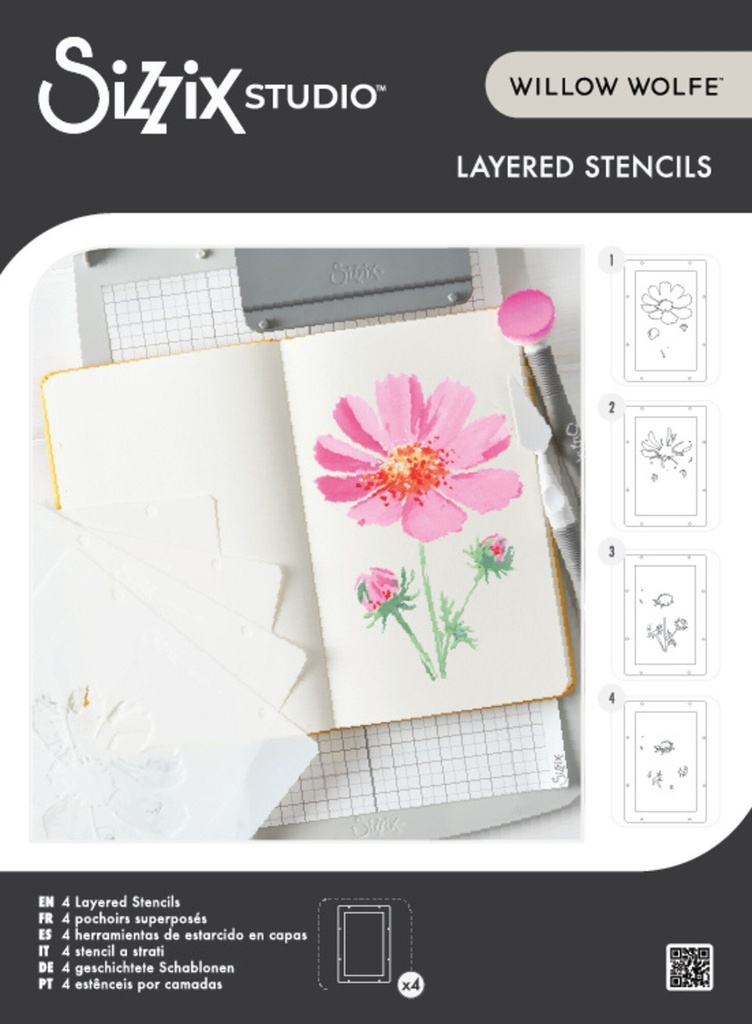 Sizzix Studio Layered Stencils By Willow Wolfe 4/Pkg - 666921Cosmo