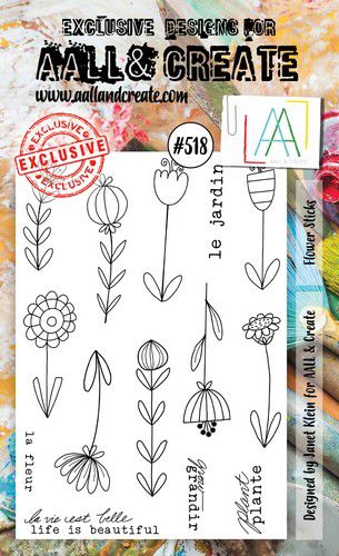 AALL & Create Clear Stamps A6 By Janet Klein - #518 Flower Sticks