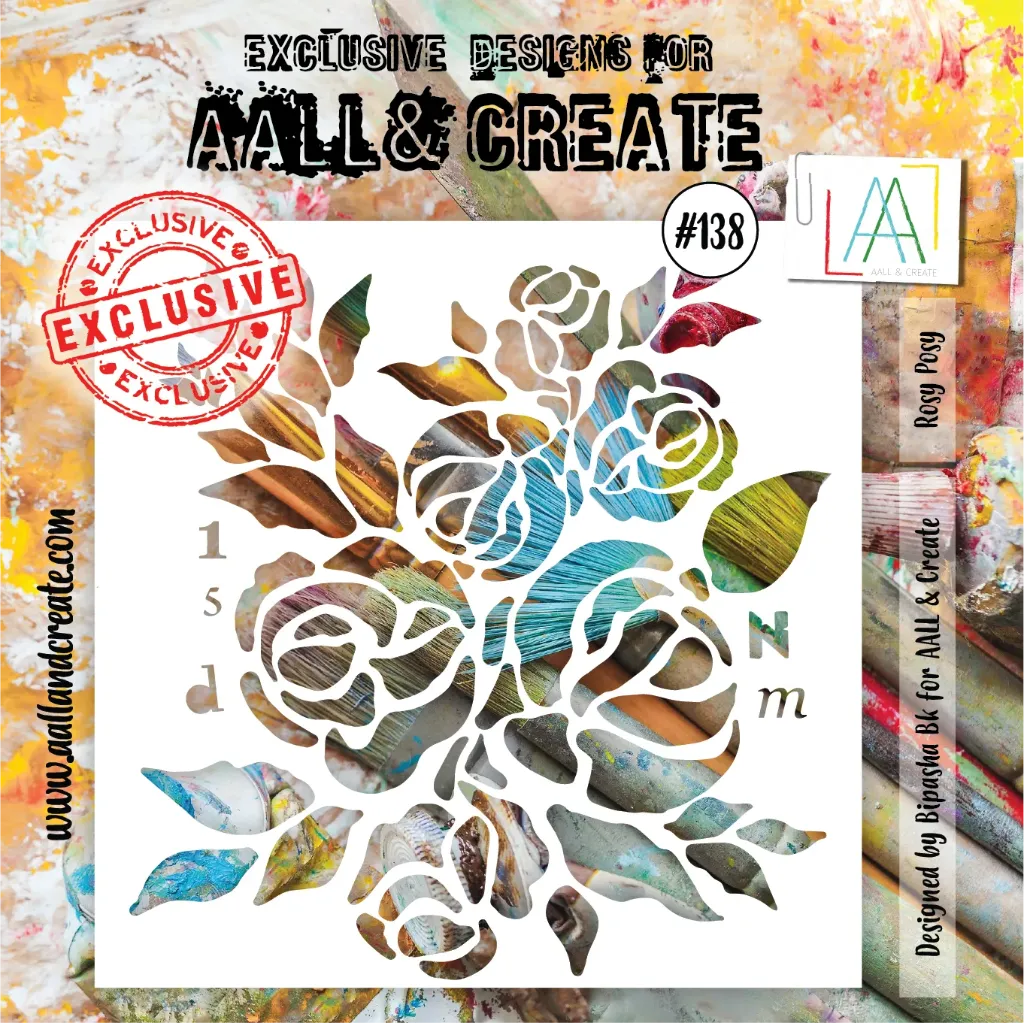 [181972] AALL & Create Stencils 6"x6" By Bipasha Bk - #138 Rosy Posy