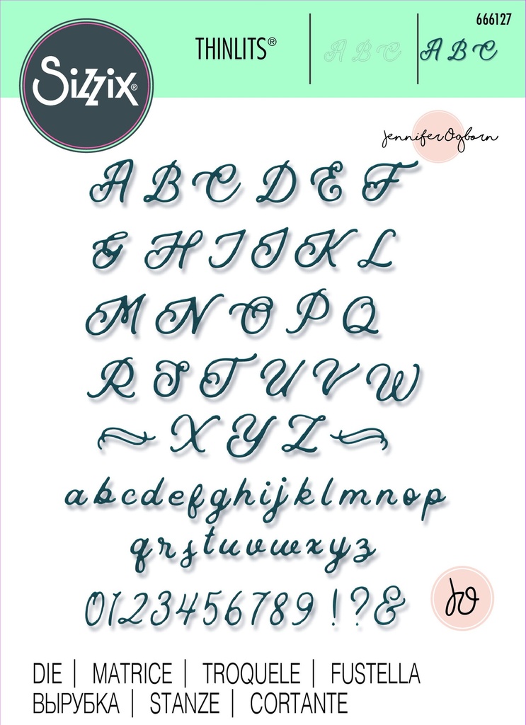 Sizzix Thinlits Dies By Jennifer Ogborn - 666127 Scripted Alphabet