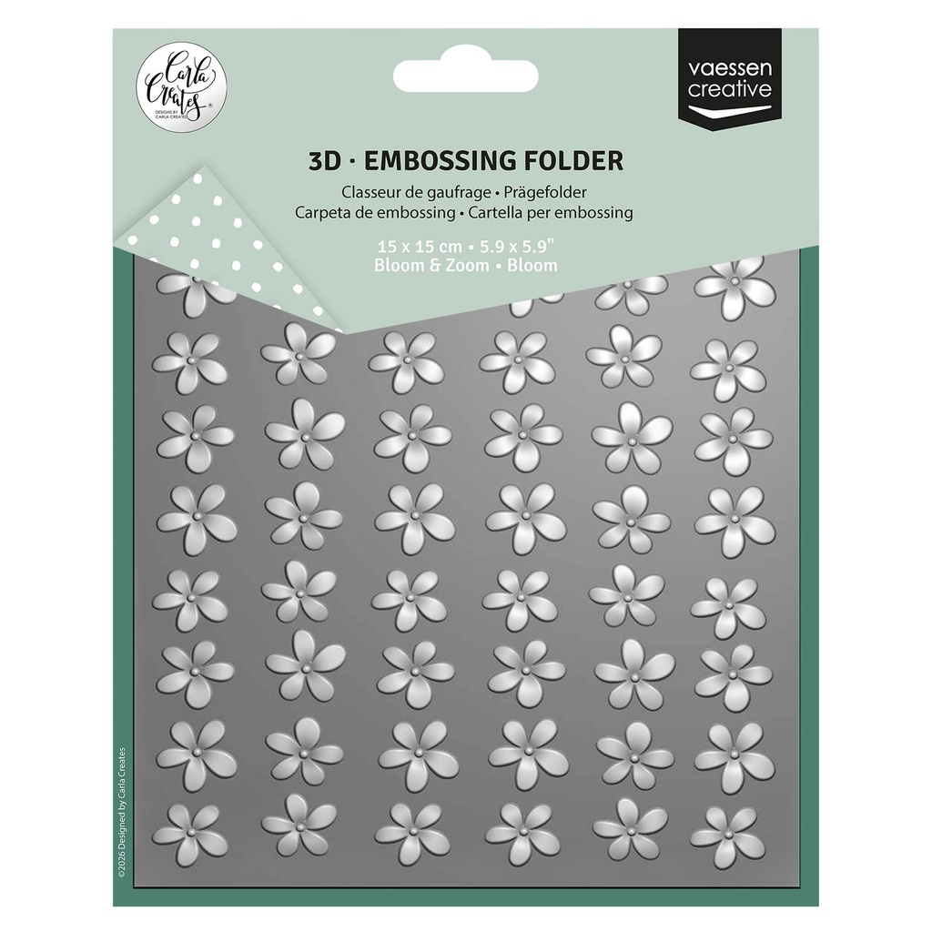 Vaessen Creative 3D Embossing Folder 15x15cm By Carla Creates - CAR0311 Bloom