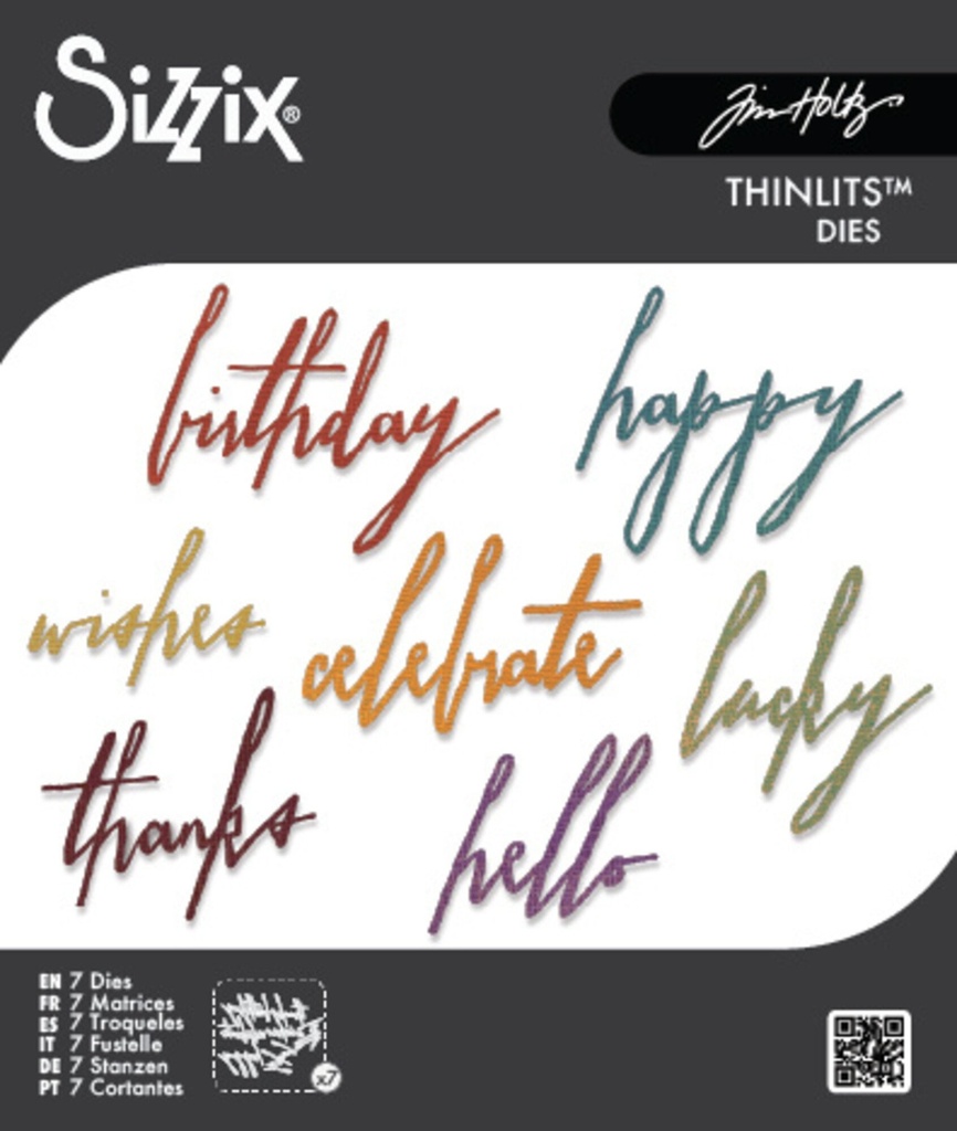 Sizzix Thinlits Dies By Tim Holtz 7/Pkg - 660215 Handwritten Celebrate