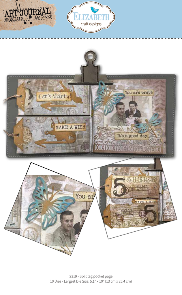 Elizabeth Craft Designs Cutting Dies Hello You! - 2319 Split Tag Pocket Page