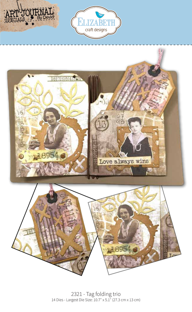 [182275] Elizabeth Craft Designs Cutting Dies Hello You! - 2321 Tag Folding Trio