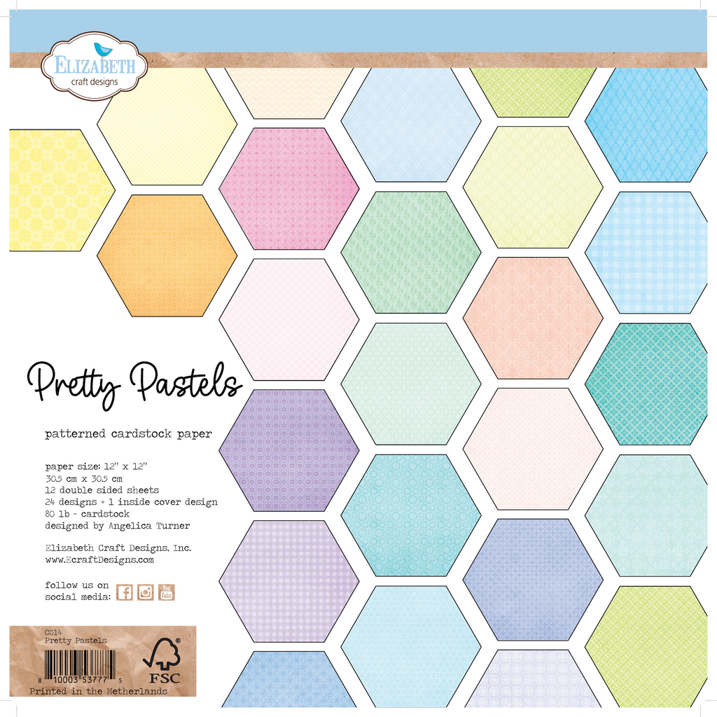 [182283] Elizabeth Craft Designs Patterned Cardstock Paper 12x12" - C014 Pretty Pastels