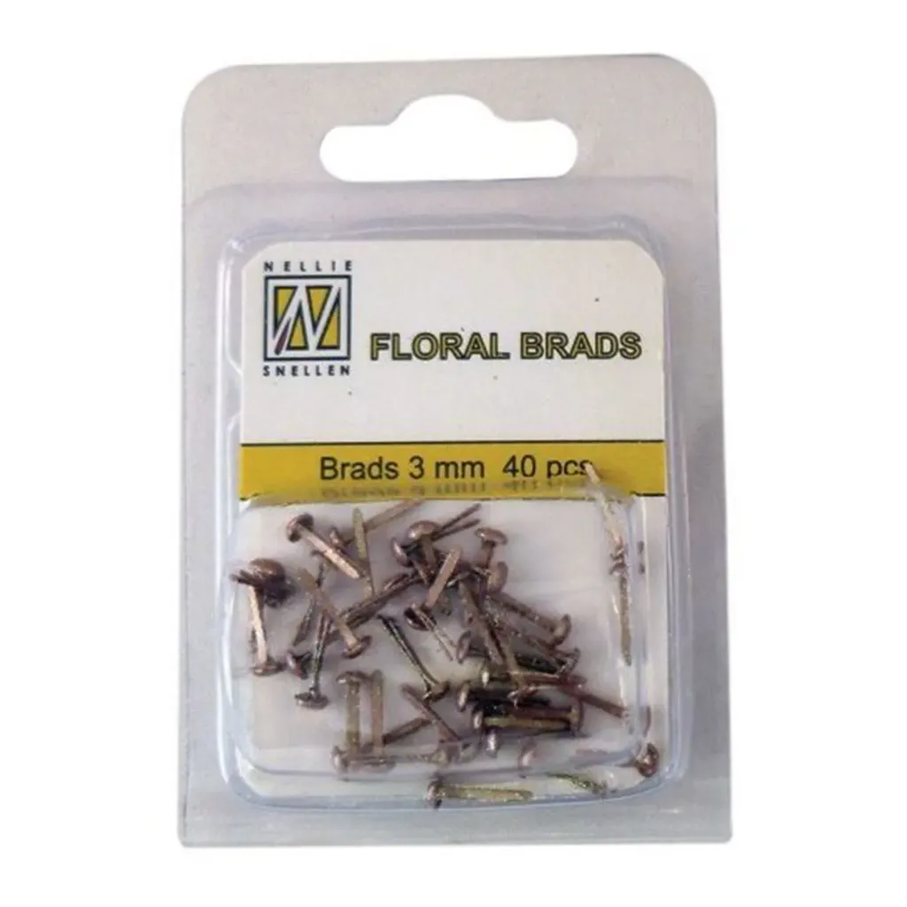 Nellie's Choice Floral Glitter Brads 3mm 40/pkg - Gold