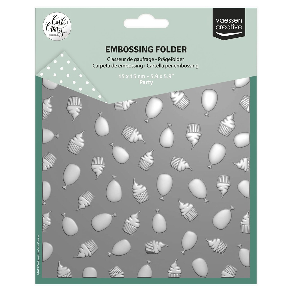 [182310] Vaessen Creative Embossing Folder By Carla Creates -  Party 15x15cm