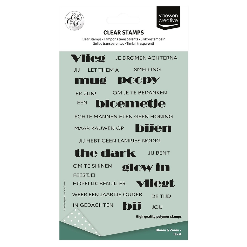 Vaessen Creative Clear Stamps 27/Pkg By Carla Creates - CAR0304 Tekst Bloom