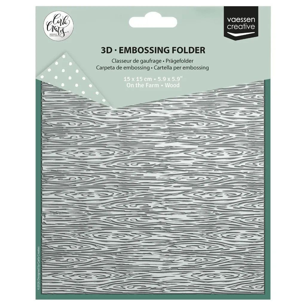 Vaessen Creative Embossing Folders By Carla Creates - Wood on the Farm 15x15cm