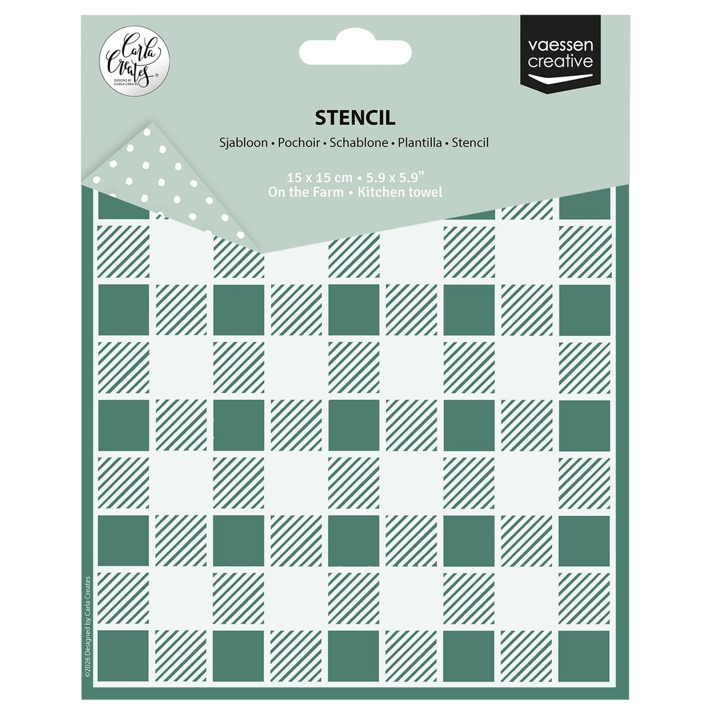 [182381] Vaessen Creative Stencils By Carla Creates 15x15cm - Kitchen Towel on the Farm 15x15cm