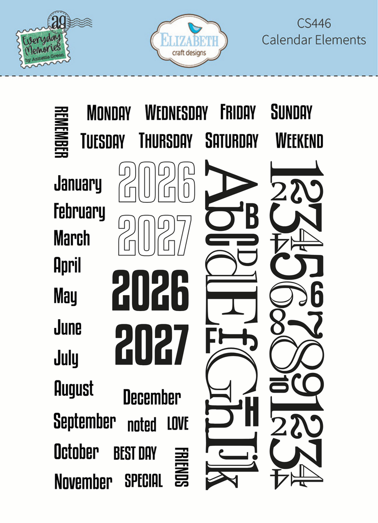 Elizabeth Craft Designs Clear Stamps Delightful Discovery  - CS446 Calendar Elements
