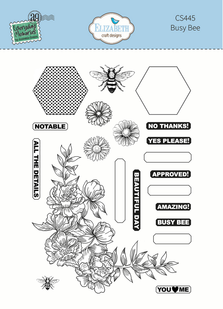 [182494] Elizabeth Craft Designs Clear Stamps - CS445 Busy Bee