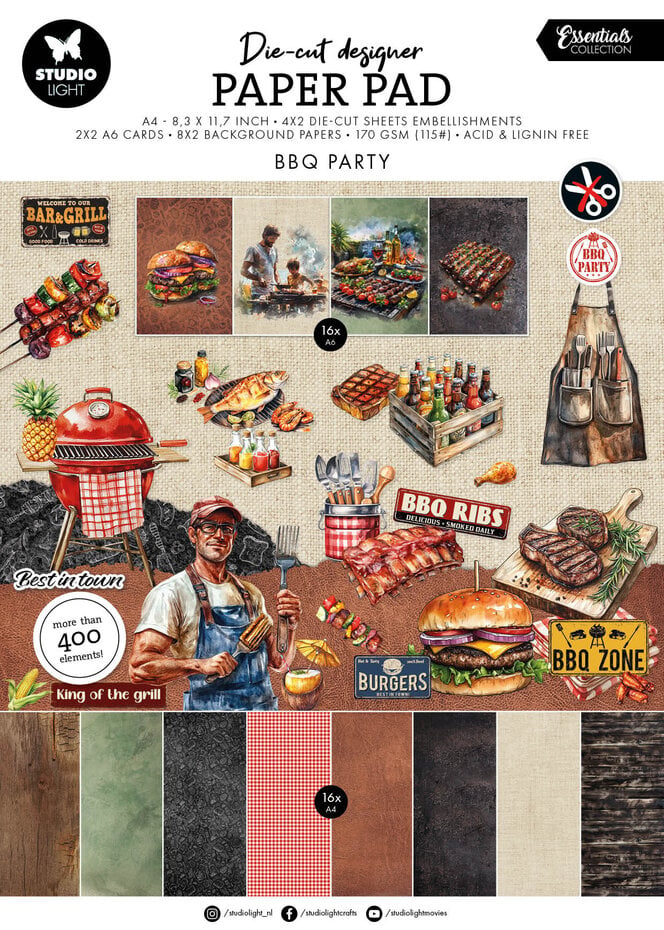 Studio Light Essentials Die-Cut Paper Pad - BBQ Party