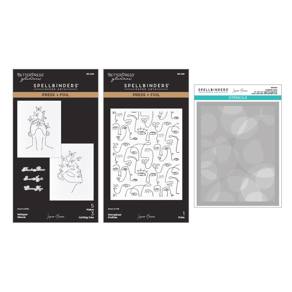 Spellbinders Press + Foil Plates and Stencil Bundle - BD-1031 All My Senses Faces