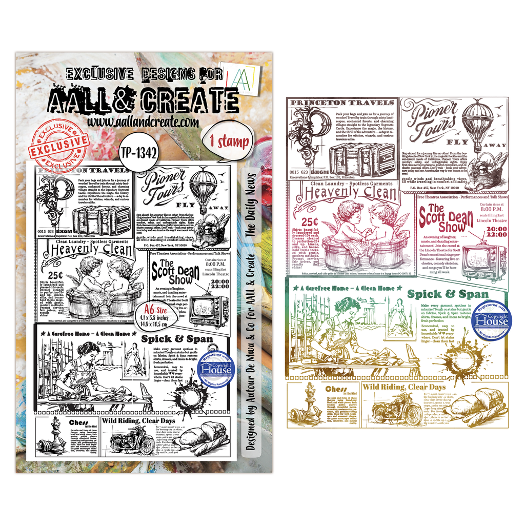 AALL & Create Clear Stamps A6 By Autour De Mwa & Co Geometric Gazette - #1342 The Daily News
