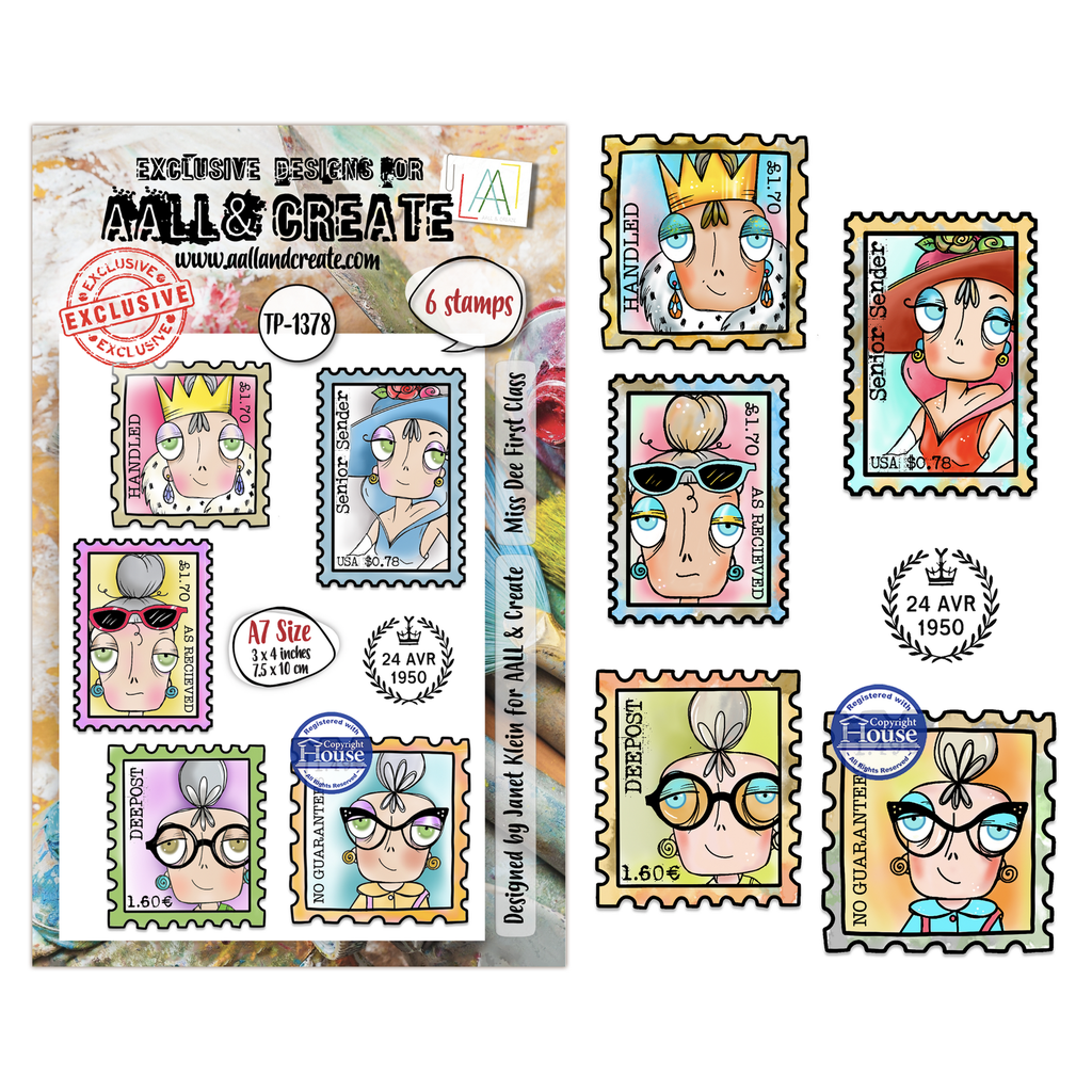 AALL & Create Clear Stamps A7 By Janet Klein Post & Ink - #1378 Miss Dee First Class