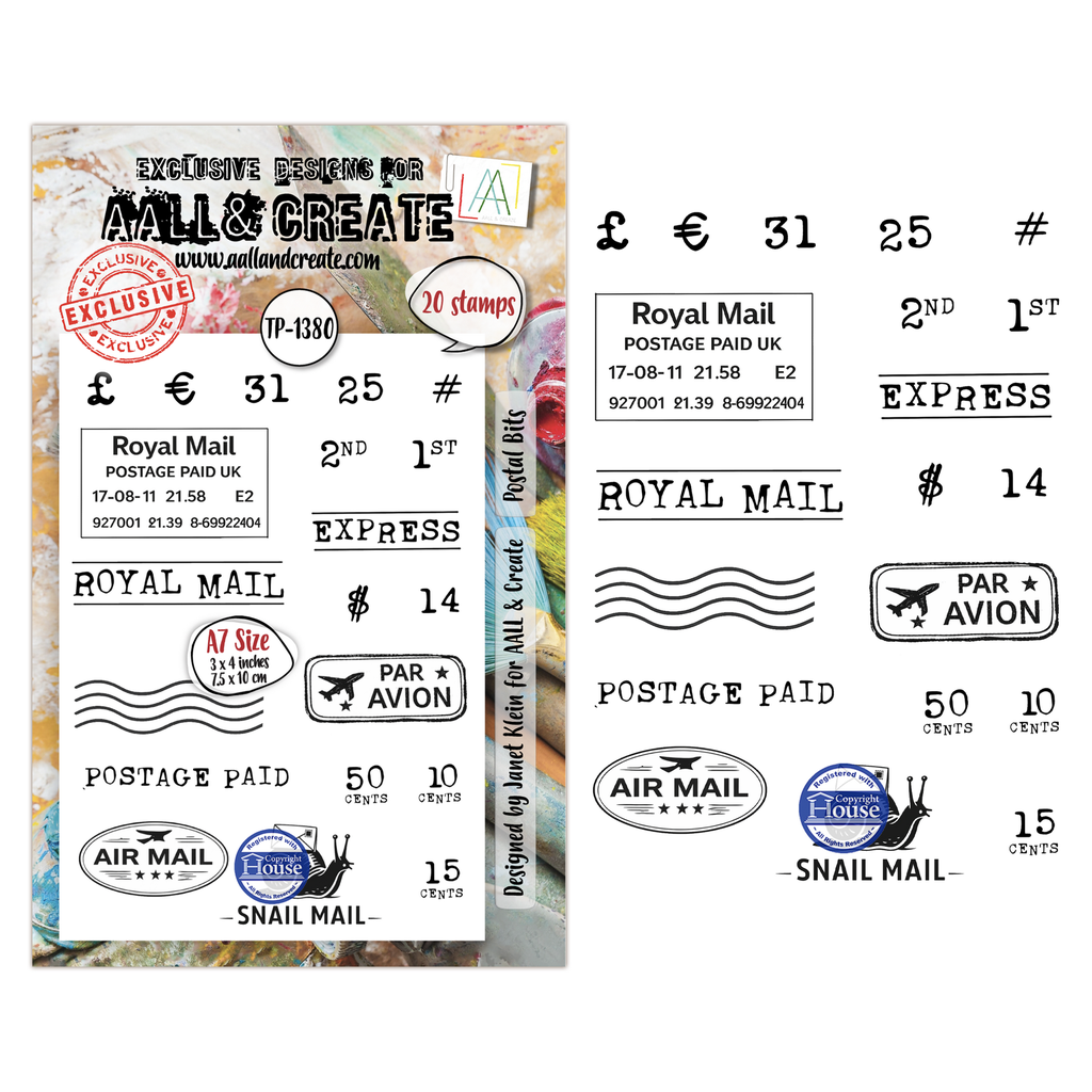 AALL & Create Clear Stamps A7 By Janet Klein Post & Ink - #1380 Postal Bits