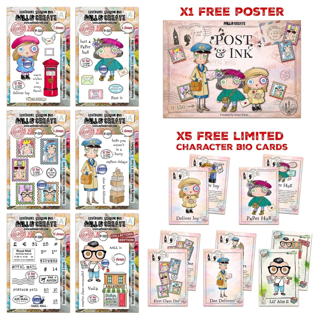 AALL & Create Clear Stamps A7 By Janet Klein Post & Ink - #JK002 Post & Ink A7 Stamp Bundle