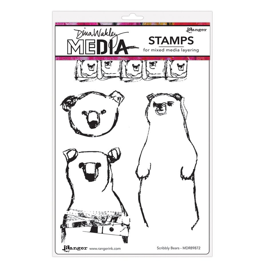 Dina Wakley MEdia Cling Stamps - Scribbly Bears