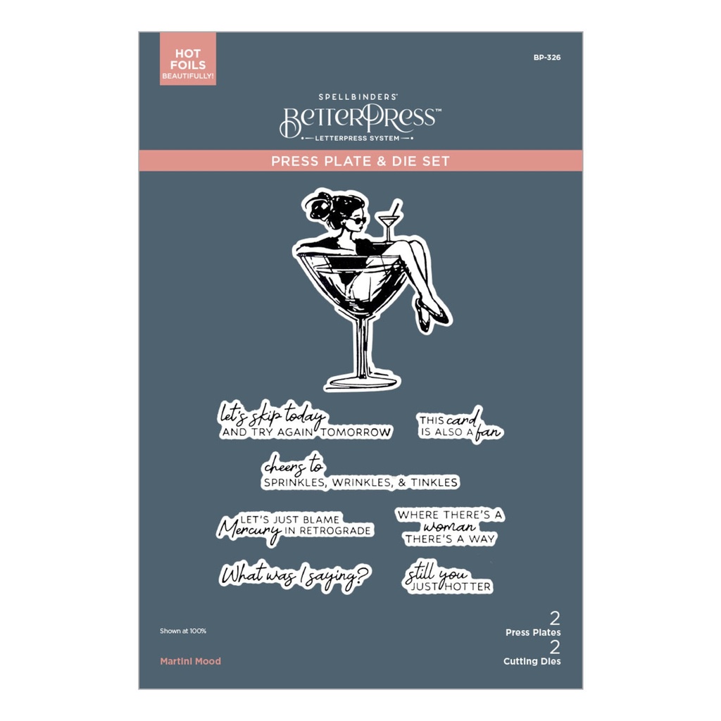 Spellbinders BetterPress Plate & Die Set - Happier Hour Martini Mood