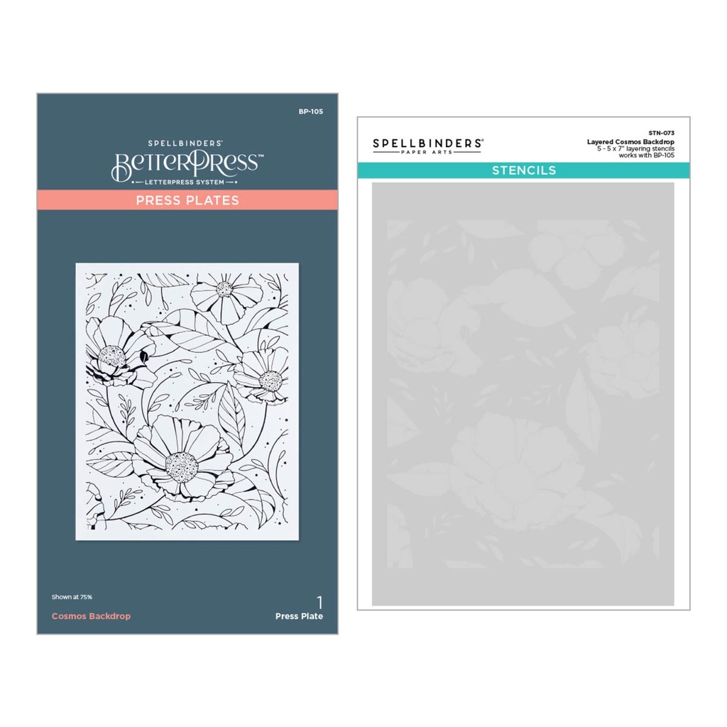 [182749] Spellbinders BetterPress and Stencil Bundle - BD-0822 Cosmos Backdrop
