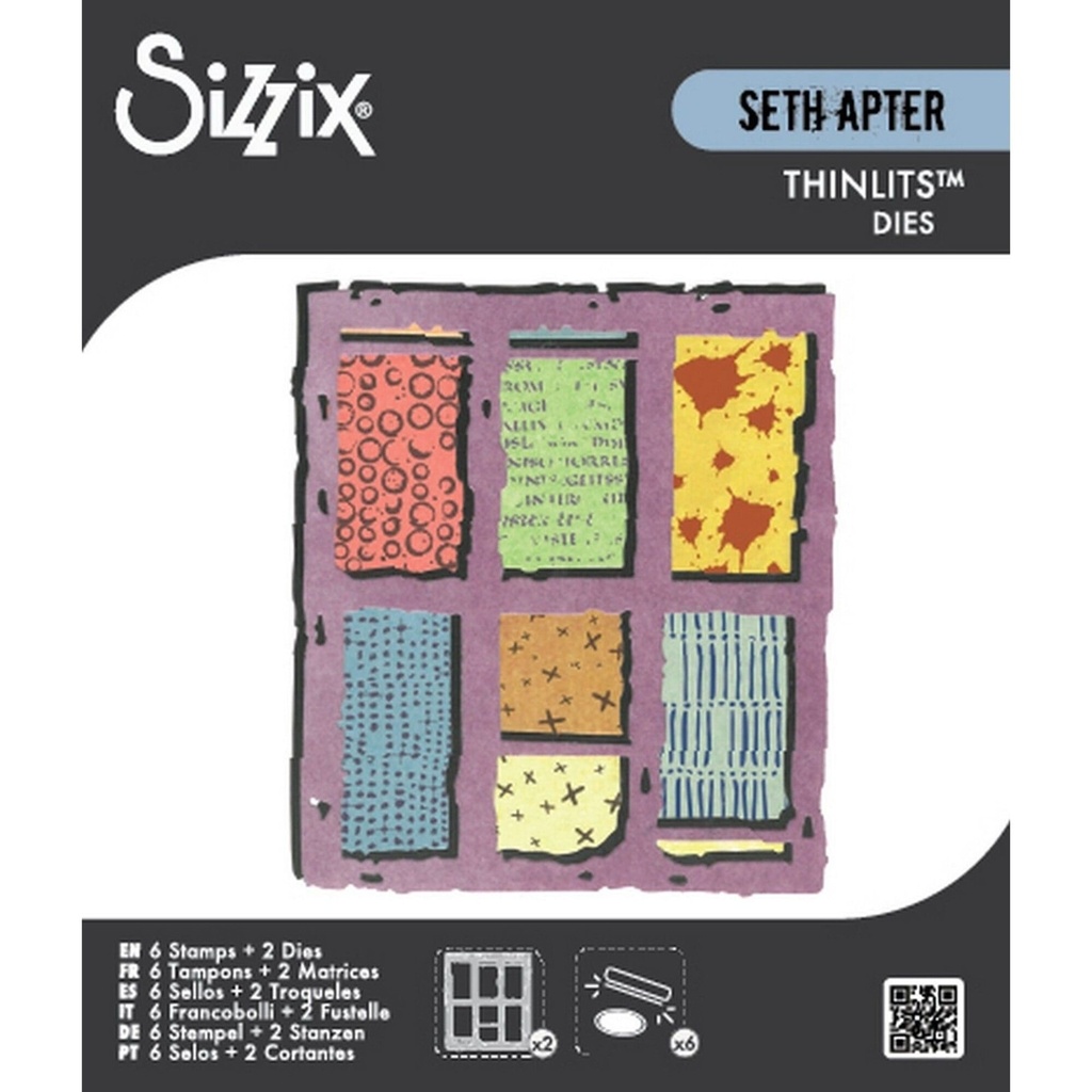 [182839] Sizzix Thinlits Die Set w/Clear Stamps By Seth Apter (2+6/Pkg) - 667054 Viewfinder