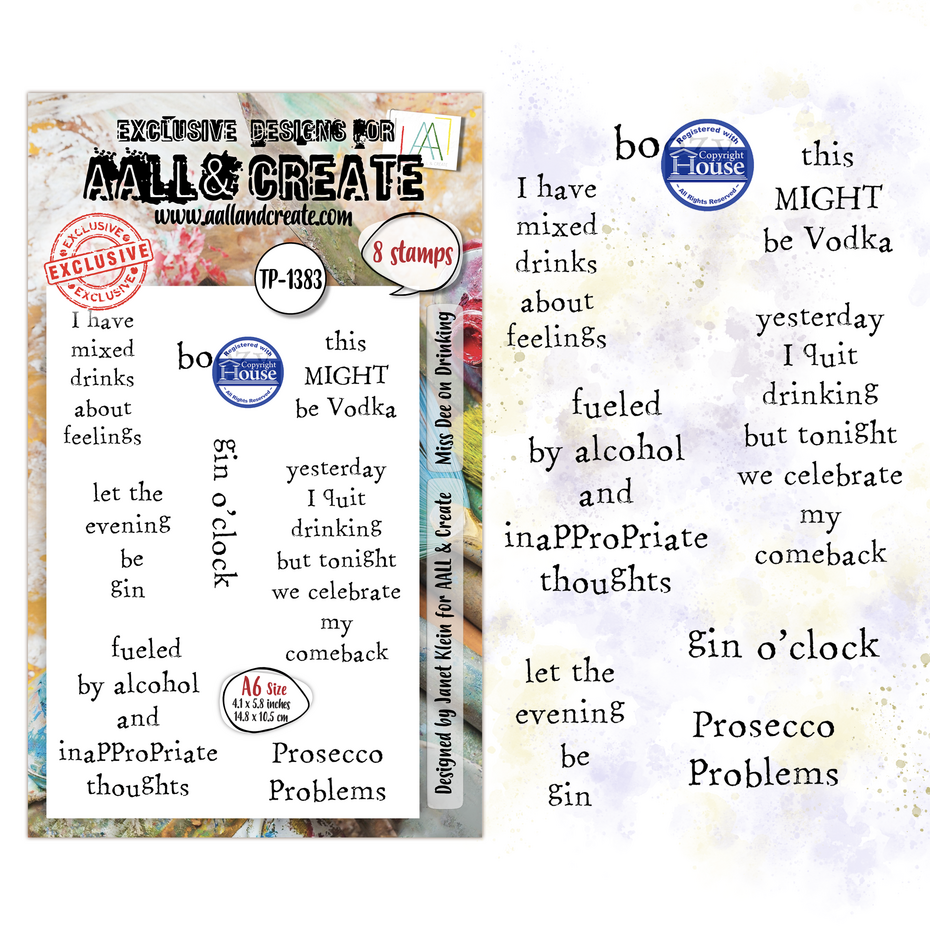 AALL & Create Clear Stamps A6 By Janet Klein Dee Infiltered - #1383 Miss Dee on Drinking