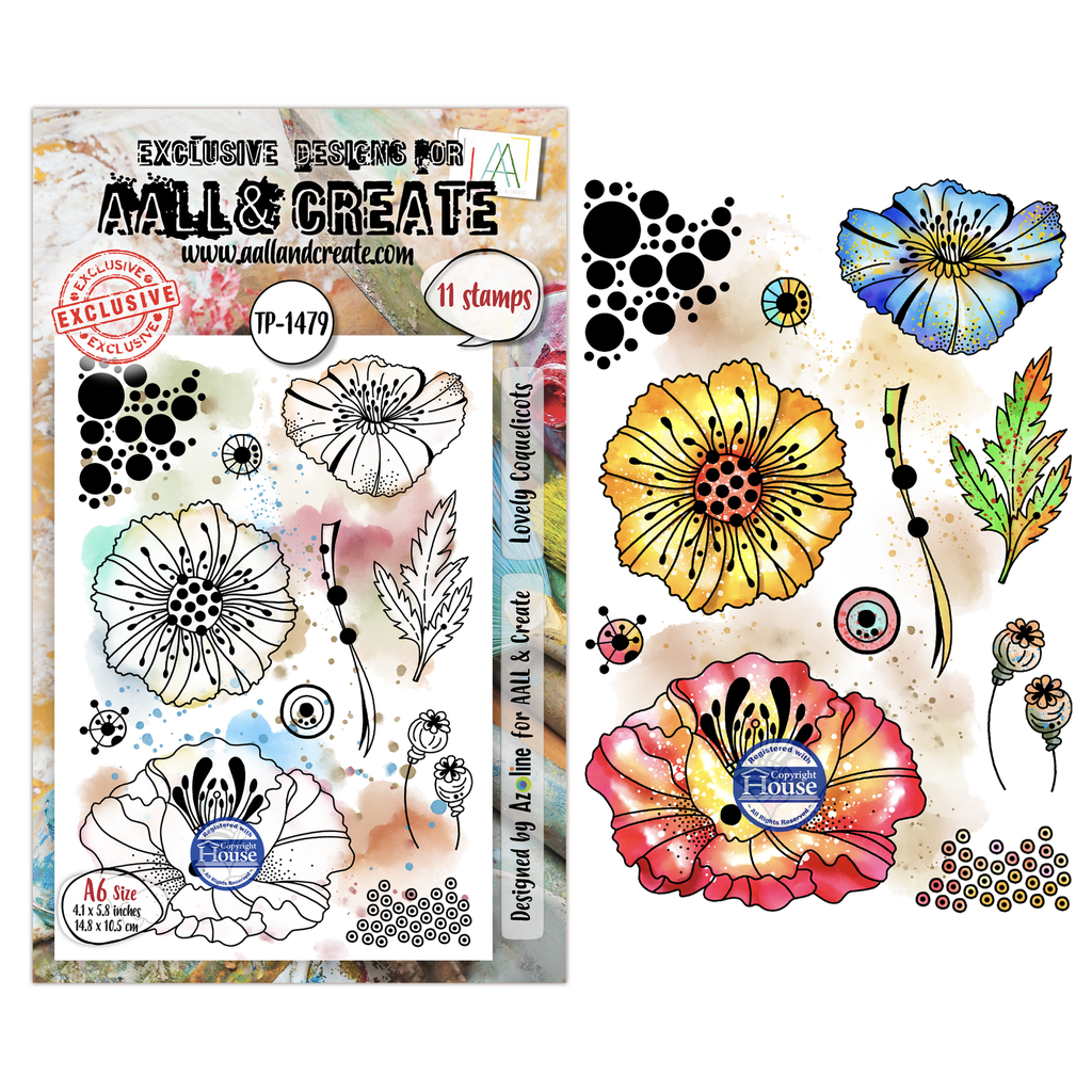 AALL & Create Clear Stamps A6 By Azoline Lovely Couleurs - #1479 Lovely Coquelicots