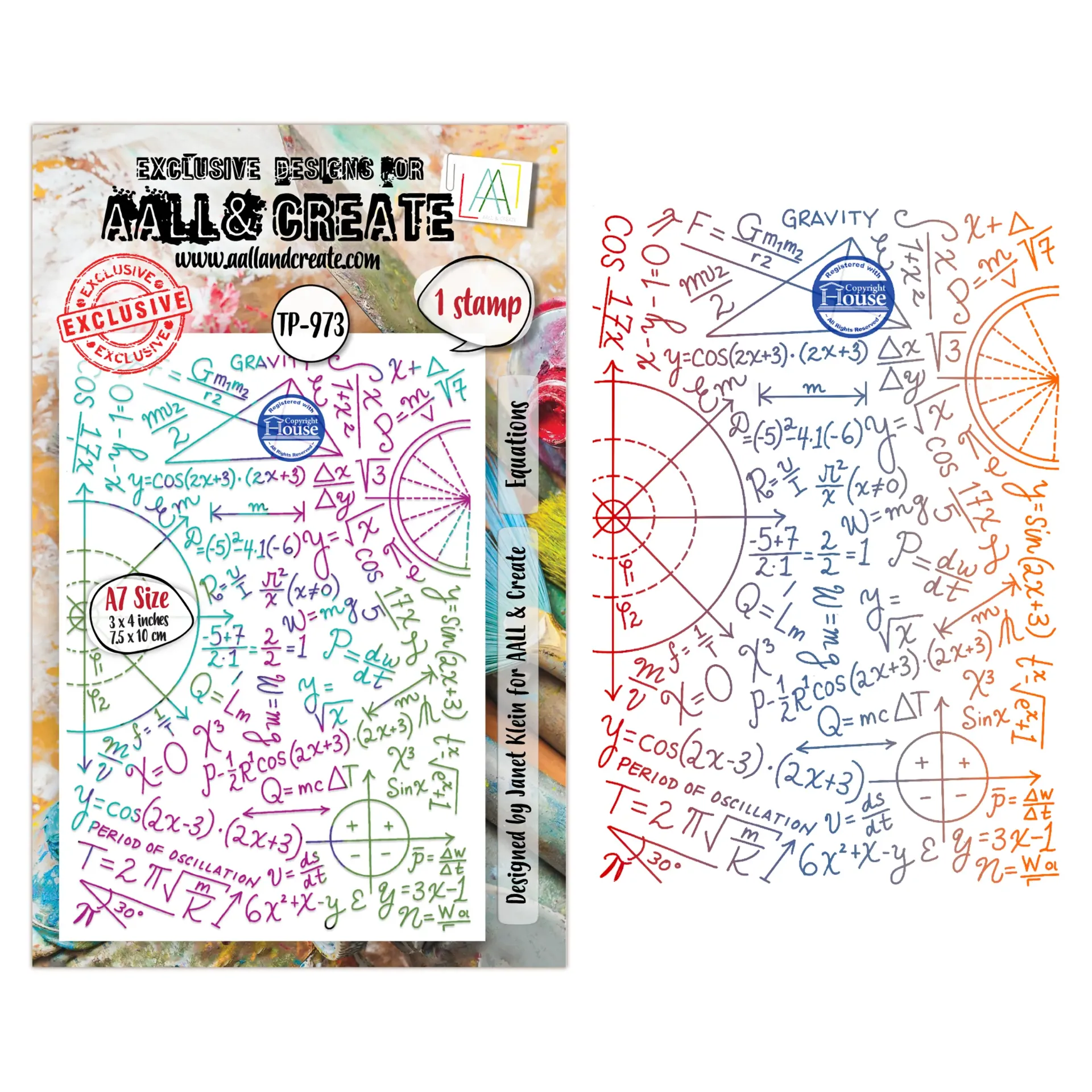 [183255] AALL & Create Clear Stamps A7 By Janet Klein - #973 Equations