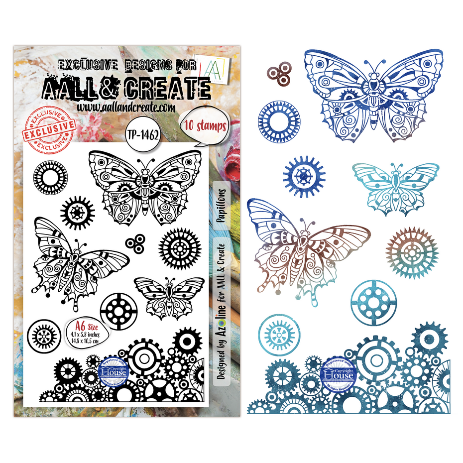 AALL & Create Clear Stamps A6 By Azolyne - #1462 Papillons