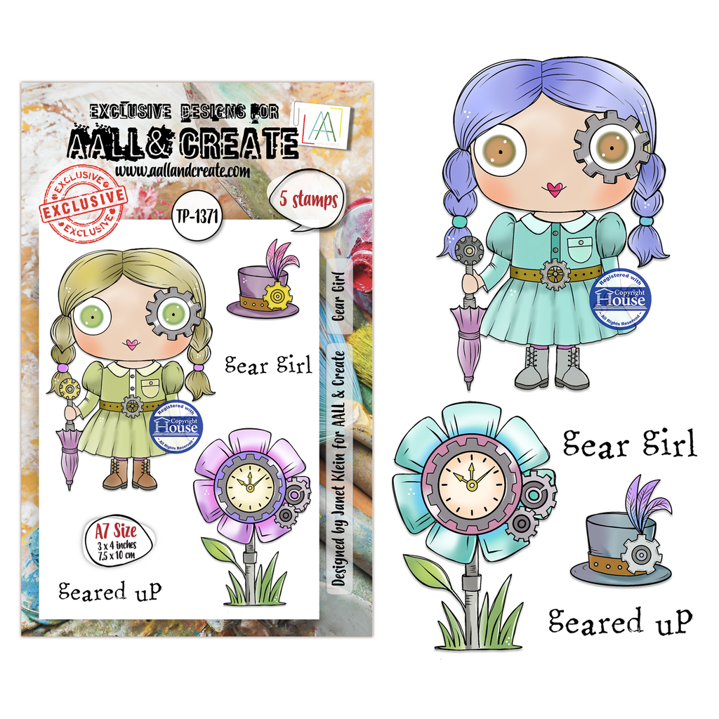 [183322] AALL & Create Clear Stamps A7 By Janet Klein - #1371 Gear Girl