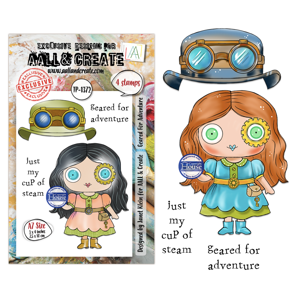 [183324] AALL & Create Clear Stamps A7 By Janet Klein - #1372 Geared For Adventure