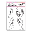 Dina Wakley Media Cling Stamps 6"X9" - Half Faces