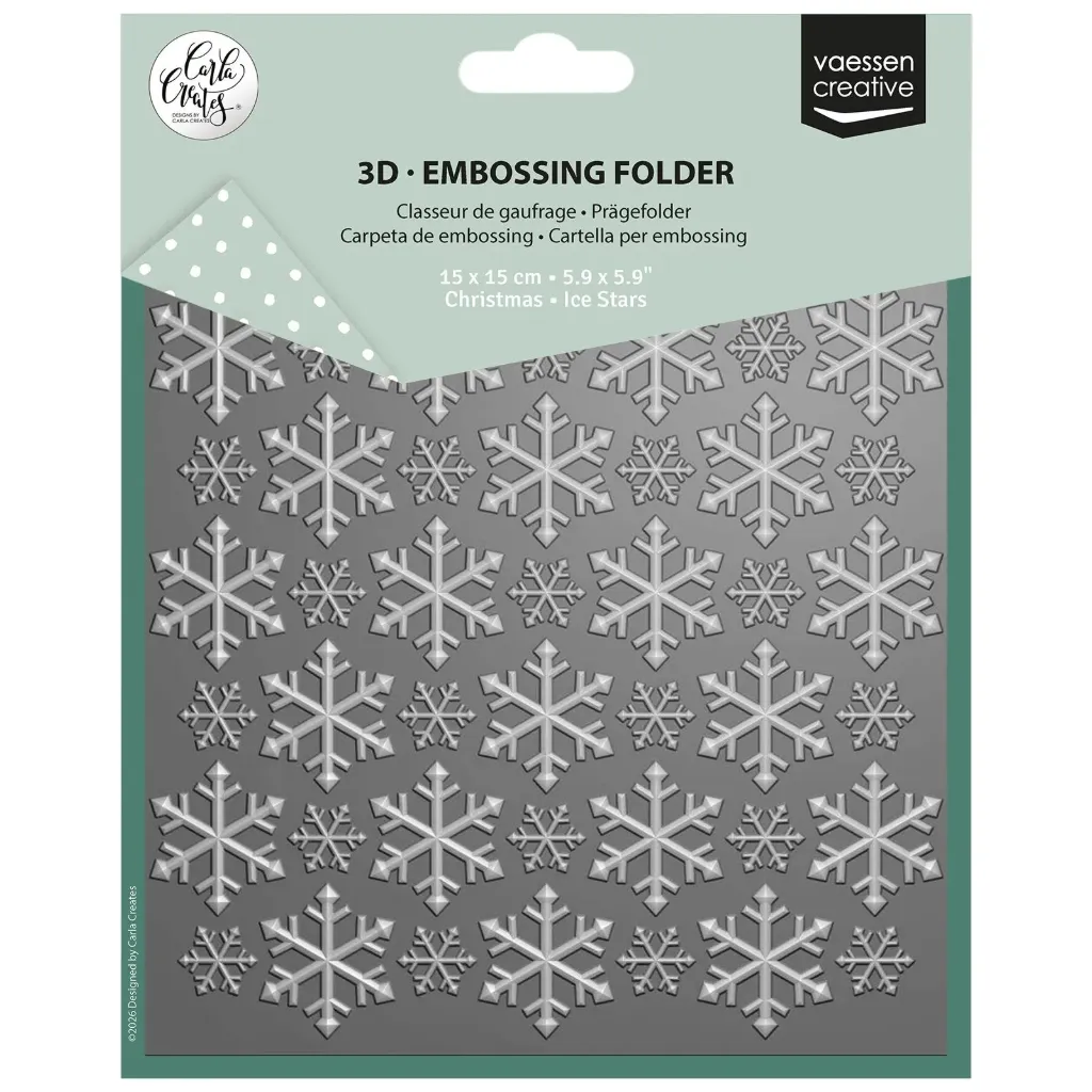 Vaessen Creative Embossing Folder By Carla Creates 15x15cm - Christmas Ice Stars