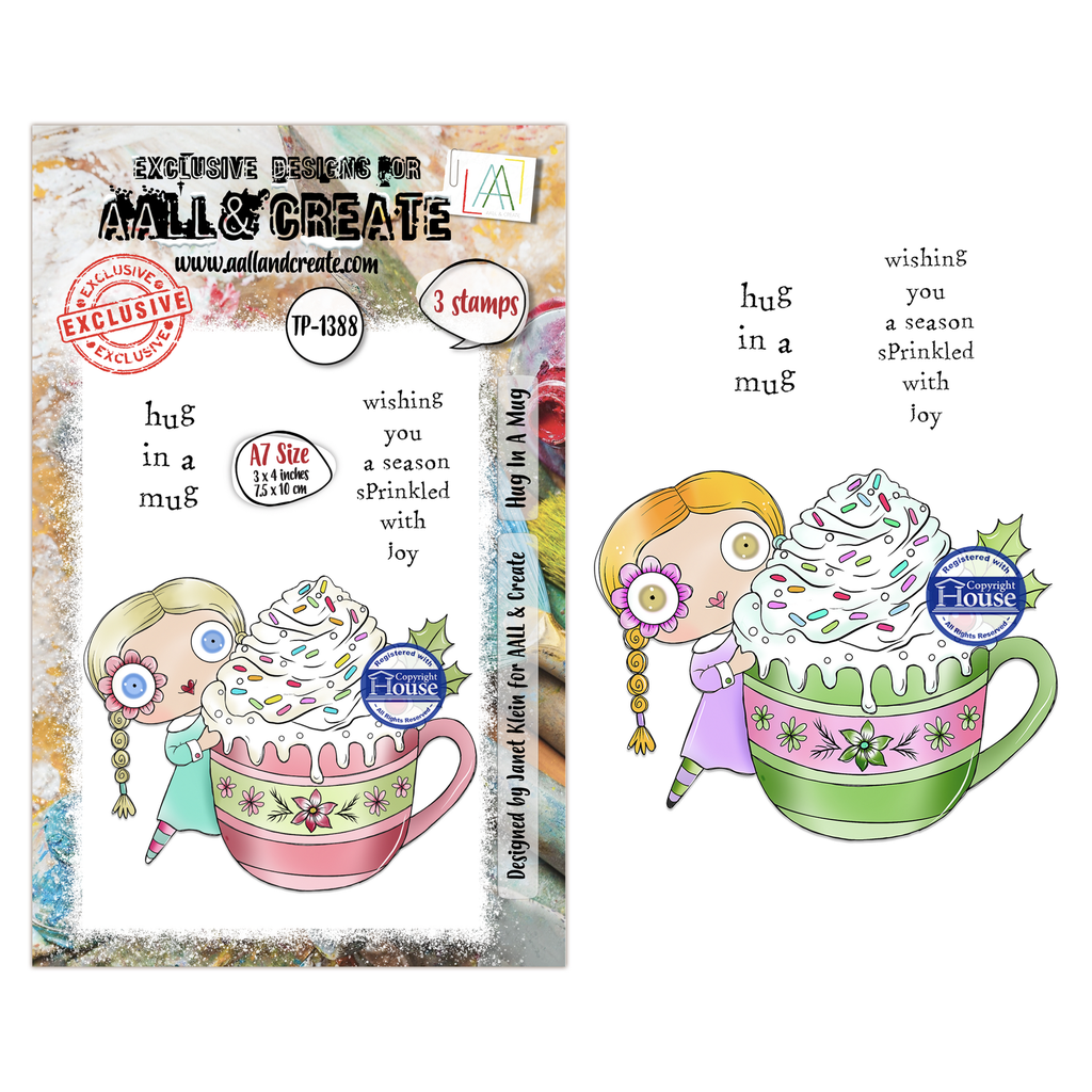[183509] AALL & Create Clear Stamps A7 By Janet Klein Season Of Sparkle  - #1388 Hug In A Mug