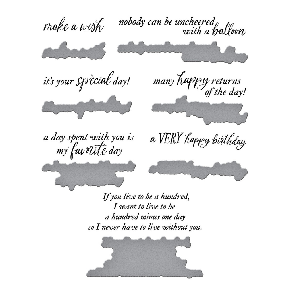 [183539] Spellbinders BetterPress Plate & Die Set Say Cheese Classic Pooh Birthday Sentiments - BP-319 A Very Happy Birthday