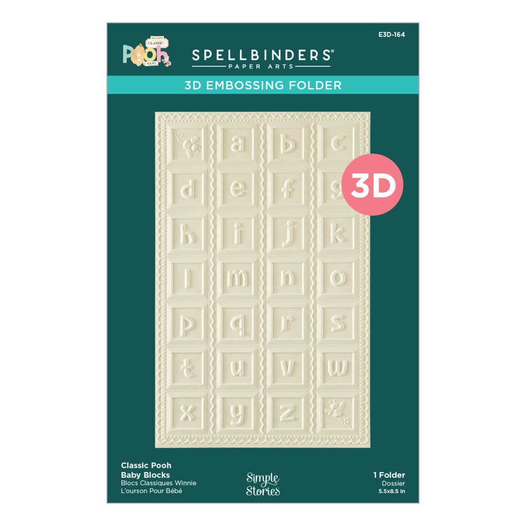 Spellbinders 3D Embossing Folder Say Cheese Classic Pooh Baby - E3D-164 Blocks