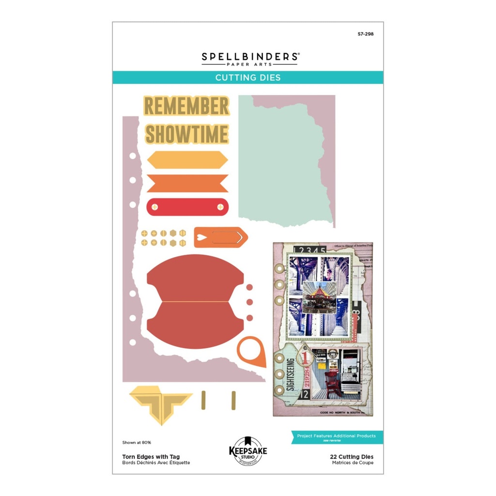 Spellbinders Cutting Dies By Esther Glas Turn the Page - S7-298 Torn Edges with Tag