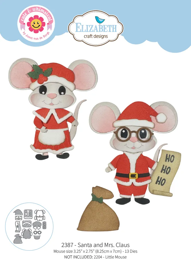 [183568] Elizabeth Craft Designs Cutting Dies By Cute & Whimsical Snuggle Season - 2387 Santa and Mrs. Claus