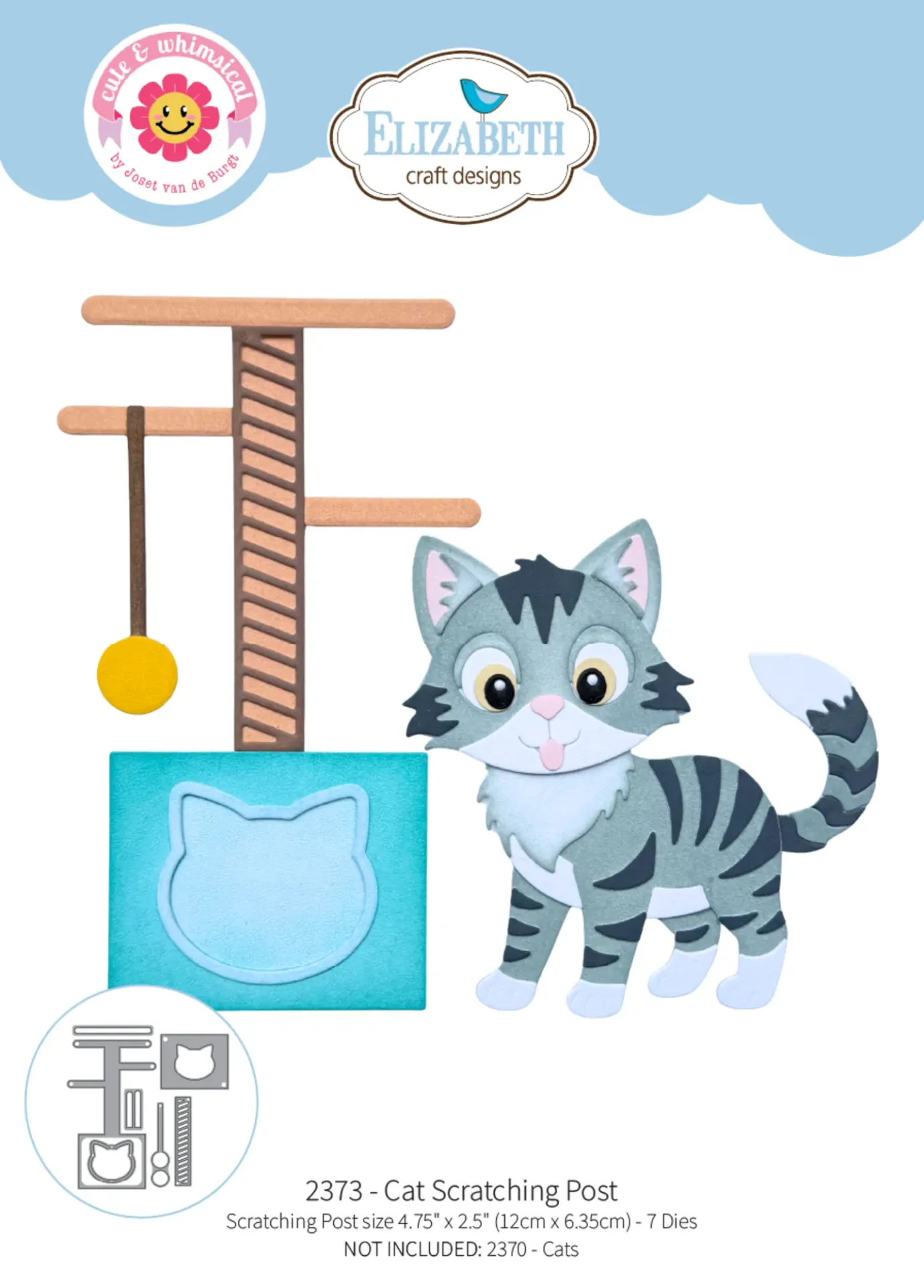 Elizabeth Craft Designs Cutting Dies By Cute & Whimsical - 2373 Cat Scratching Post