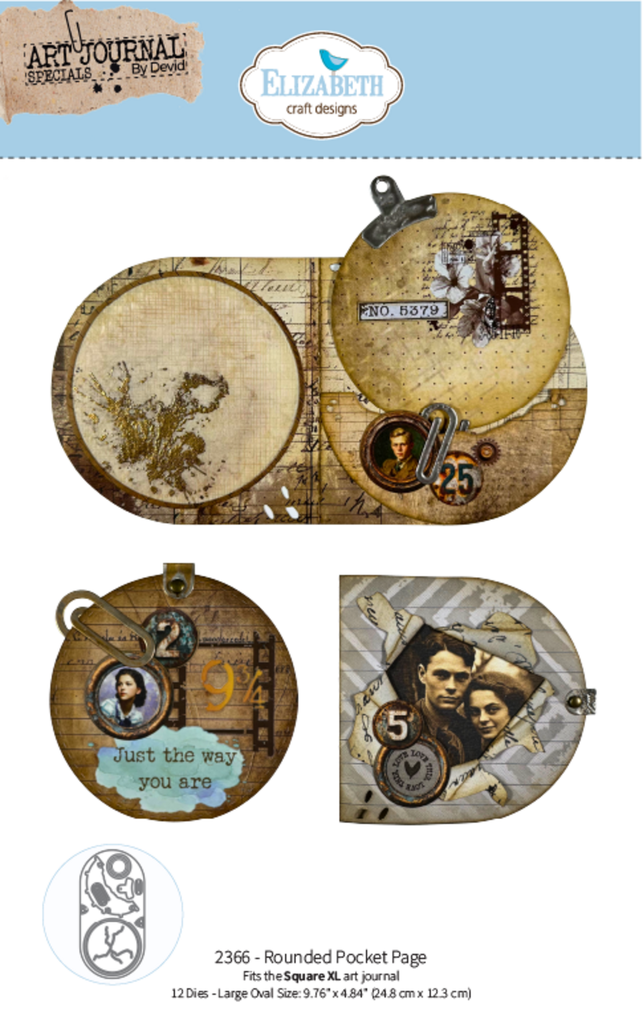 Elizabeth Craft Designs Cutting Dies By Devid Roodenburg Beautifully Worn - 2366 Rounded Pocket Page