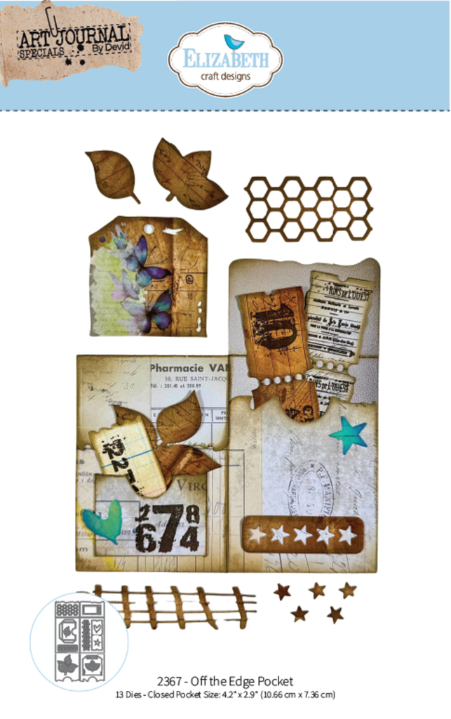 Elizabeth Craft Designs Cutting Dies By Devid Roodenburg Beautifully Worn - 2367 Off the Edge Pocket